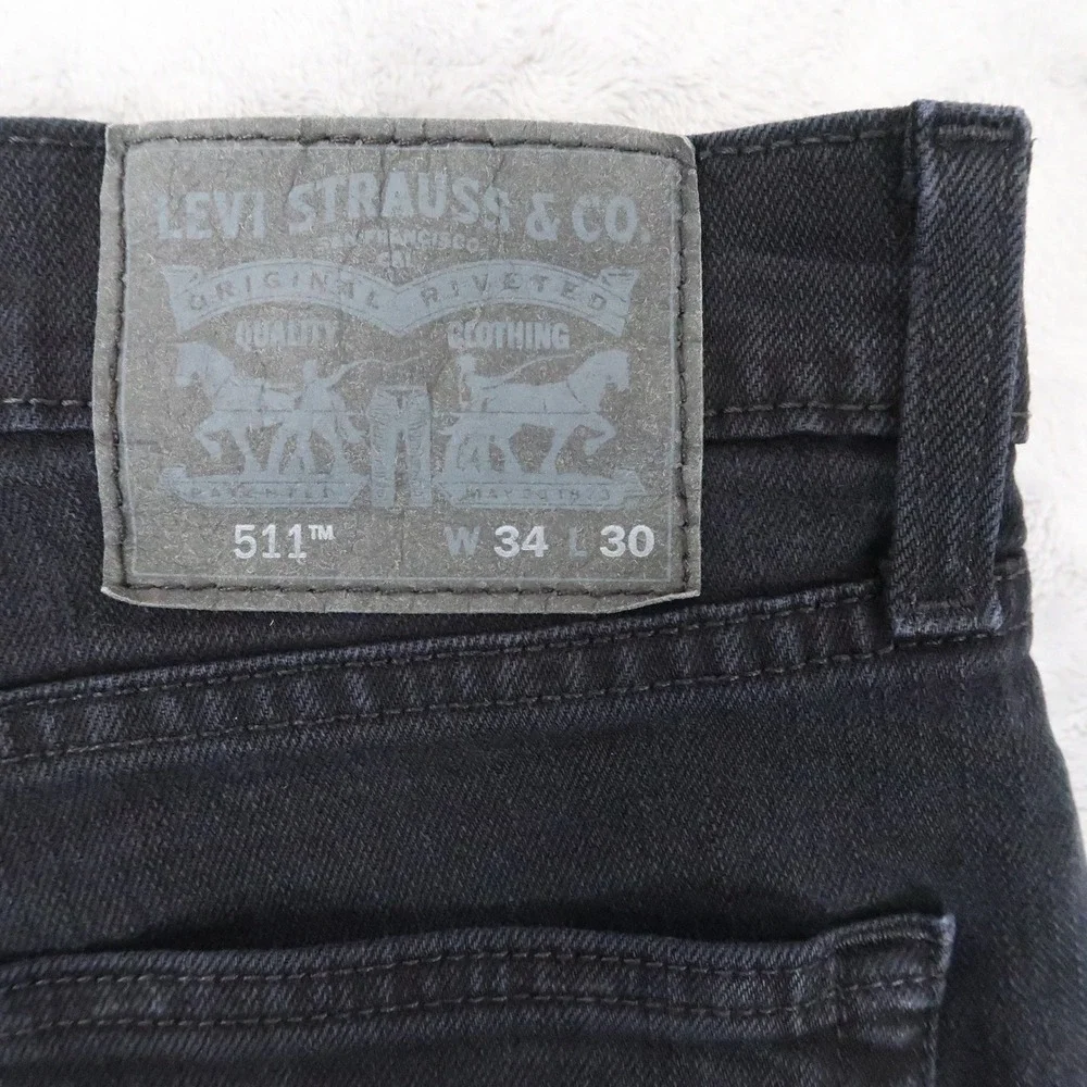 Levi Jeans Mens 34x30 Fits 33x30 Black 511 Slim Fit 04511-4406 Tapered Stretch